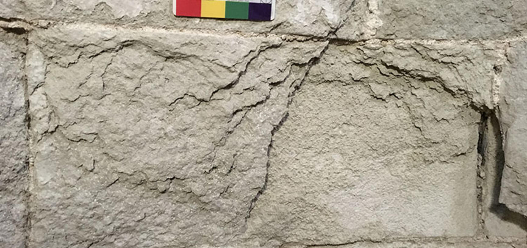 Flaking stone at the Bell Tower, Tower of London