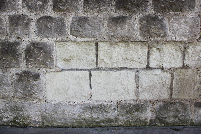 Reigate Stone in the outer curtain wall, Tower of London